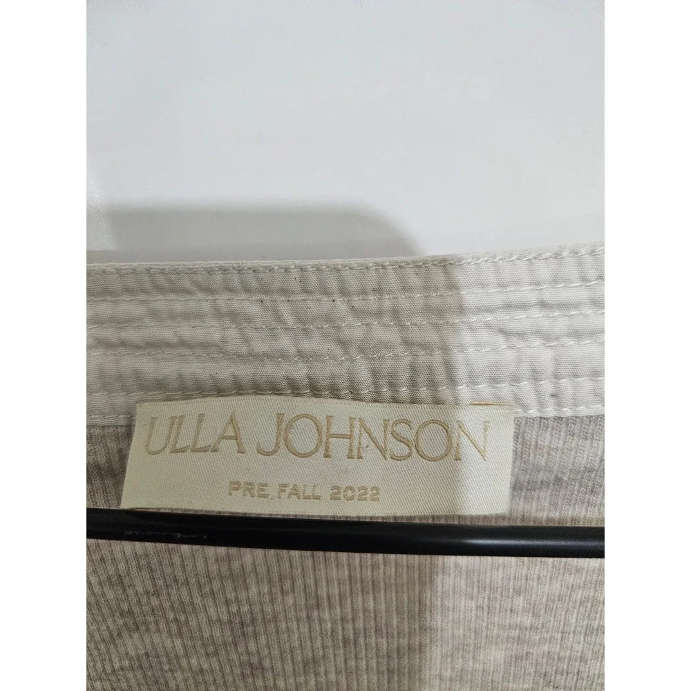 Ulla Johnson Pre-Fall 2022 Mixed Media Puff Sleeve Henley Top Oatmeal P